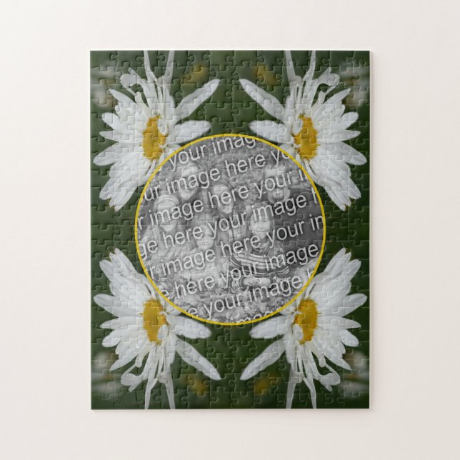 White Daisy Blume Rahmen hinzufügen Ihr eigenes Fo Puzzle (Vertikal)