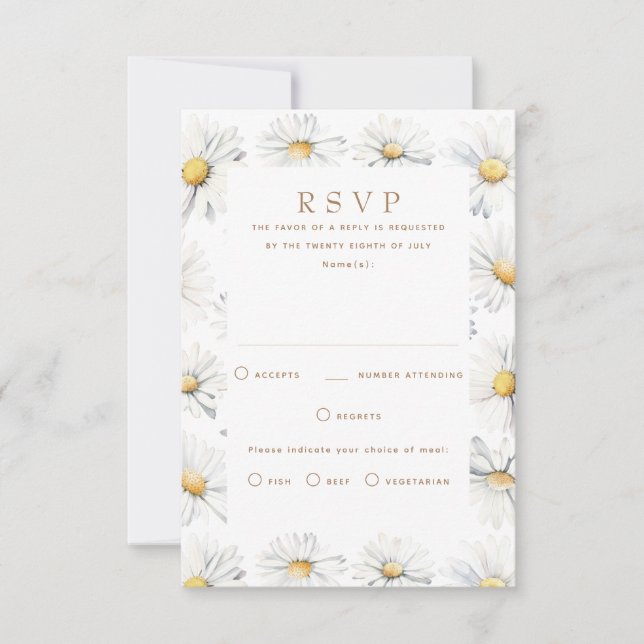 White Daisy Blume RSVP-Karte für Hochzeiten RSVP Karte (Vorderseite)