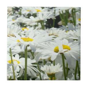 White Daisy Blume Tile Art Wohngestaltung Fliese