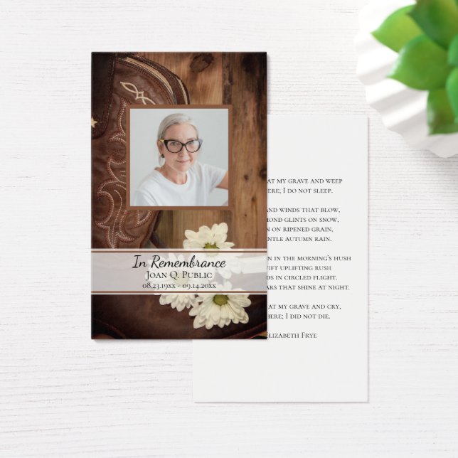 White Daisy Boots Western Beerdigungsgebet (Schreibtisch)