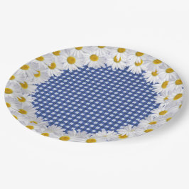 White Daisy Border on Gingham Pappteller