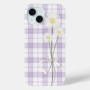White Daisy Bouquet auf Lila Kariert Case-Mate iPhone Hülle