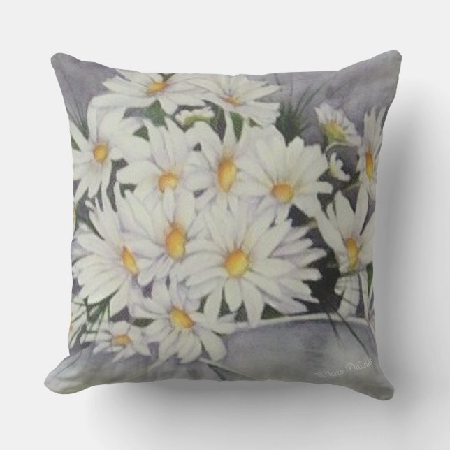 WHITE DAISY BOUQUET BLUME PATIO KISSEN (Vorderseite)