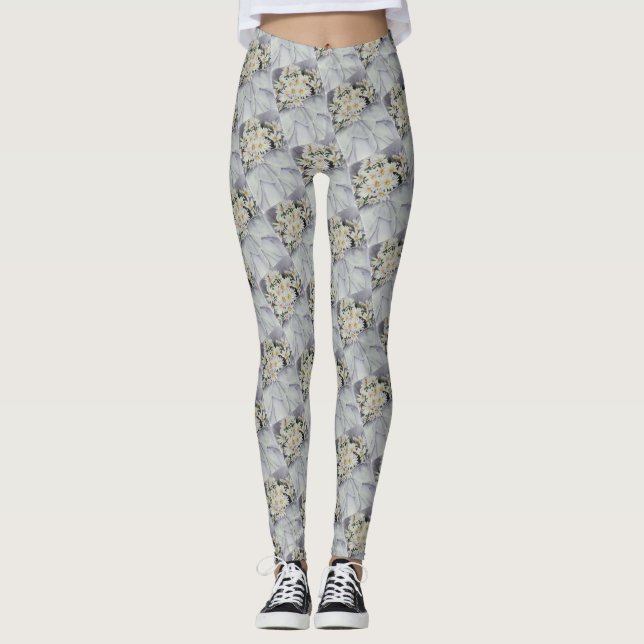 WHITE DAISY BOUQUET LEGGINGS (Vorderseite)