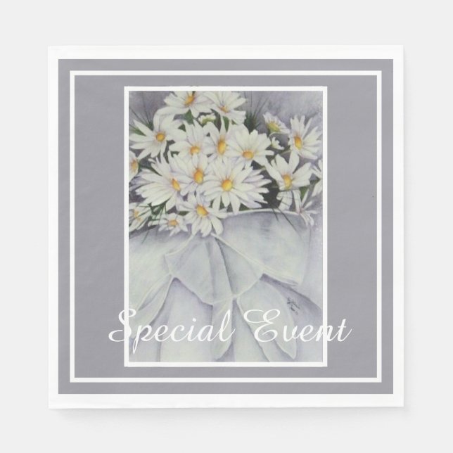 White Daisy Bouquet Party Serviette (Vorderseite)