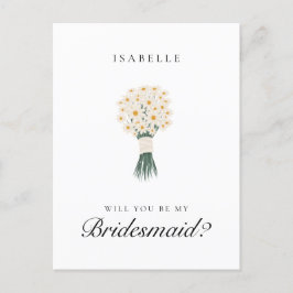 White Daisy Bridesmaid Vorschlag Postcard Postkarte