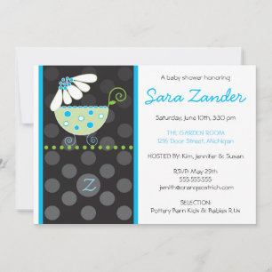 White Daisy Carriage Baby Shower Einladung