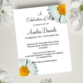 White Daisy Celebration of Life Card Einladung