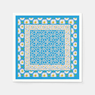 White Daisy Chains Paper Napkins: Mix'n'Match Serviette