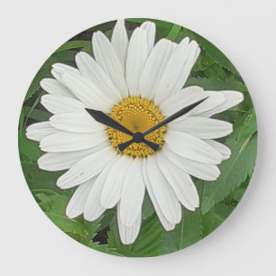 White Daisy Clock Große Wanduhr