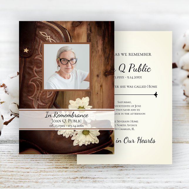 White Daisy Cowboy Boost Western Totenfeind Einladung (Von Creator hochgeladen)