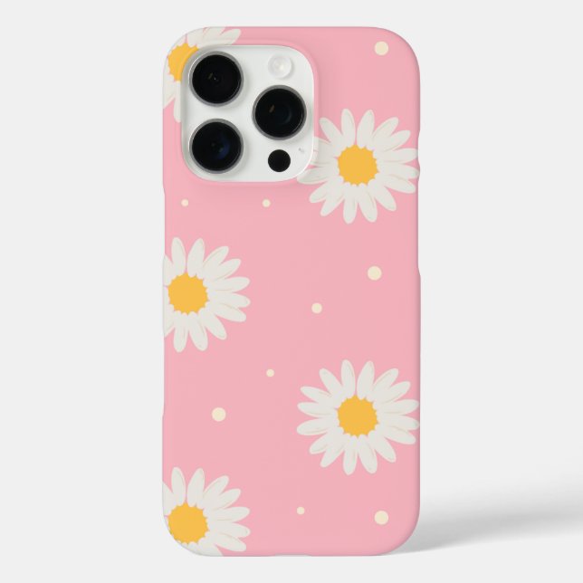 White Daisy Dot Pink Case-Mate iPhone Hülle (Rückseite)