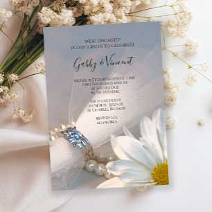 White Daisy Elegance Engagement Party Einladung
