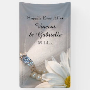 White Daisy Elegance Wedding Banner