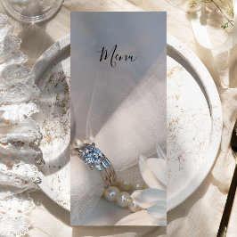White Daisy Elegance Wedding Menu Menükarte