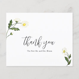 White Daisy Floral Budget Hochzeit Dankeschön Kart