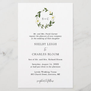 White Daisy floral Rustic Budget Einladung