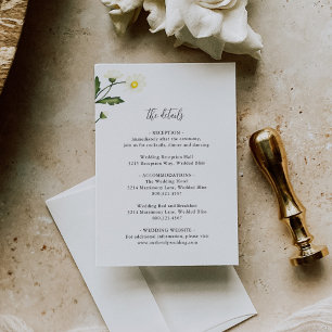 White Daisy Floral Rustic Wedding Begleitkarte