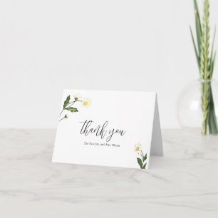 White Daisy Floral Rustic Wedding Dankeskarte