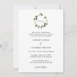 White Daisy Floral Rustic Wedding Einladung