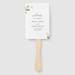 White Daisy Floral Rustic Wedding Programm Fächer