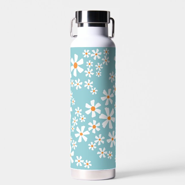 White Daisy Floral Trinkflasche (Vorne)