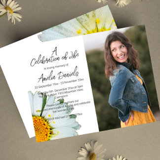 White Daisy Foto Feier der Lebenskarte Einladung