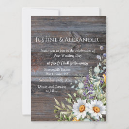 White Daisy Foto QR Code Hochzeit Einladung