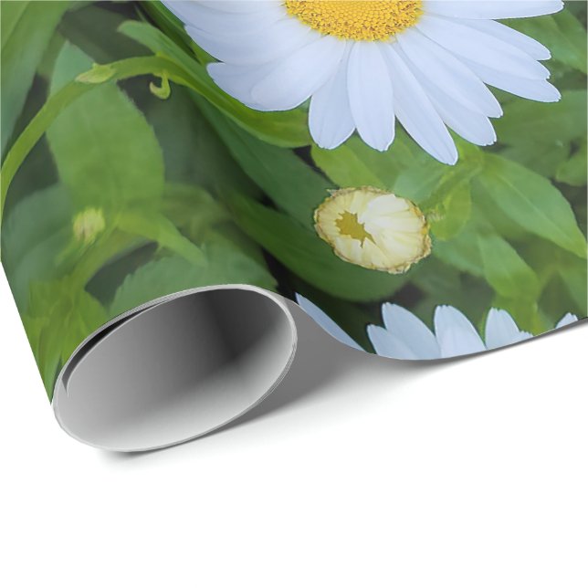 White Daisy Garden Geschenkpapier (Rolleneckpunkt)