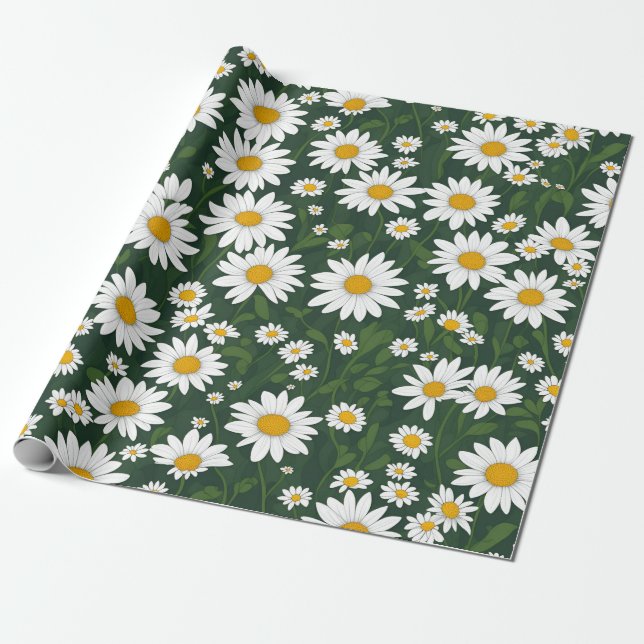 White Daisy Geschenkpapier (Ungerollt)