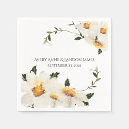 White Daisy Greenery Personalisiert Moderne Hochze Serviette