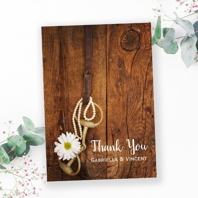 White Daisy Horse Bit Western Hochzeit Vielen Dank Dankeskarte (Von Creator hochgeladen)