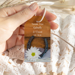 White Daisy Horseshoe Western Gastgeschenk Hochzei Geschenkanhänger