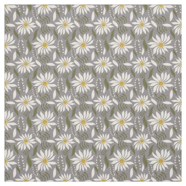 White Daisy Lavender Floral Pattern Stoff (Muster)