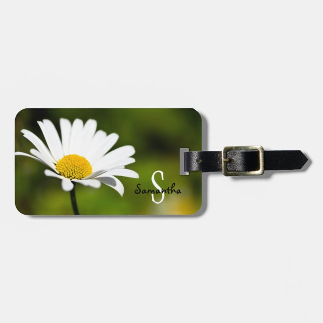 White Daisy Luggage-Tag Gepäckanhänger (Vorderseite horizontal)