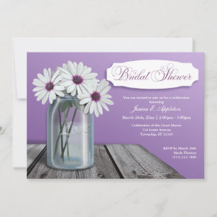 White Daisy Mason Jar Bridal Einladungen