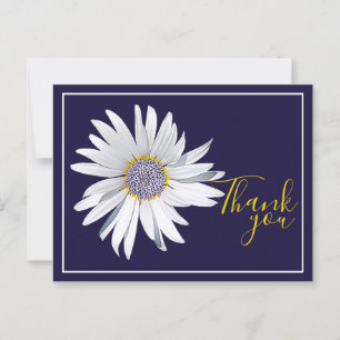 White Daisy Navy Hintergrund Vielen Dank Postkarte