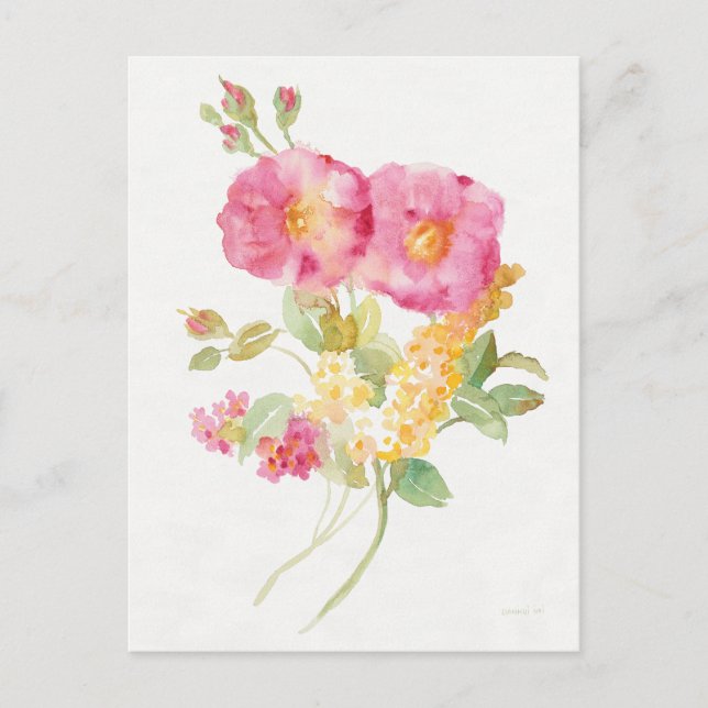 White Daisy on Blue Postkarte (Vorderseite)