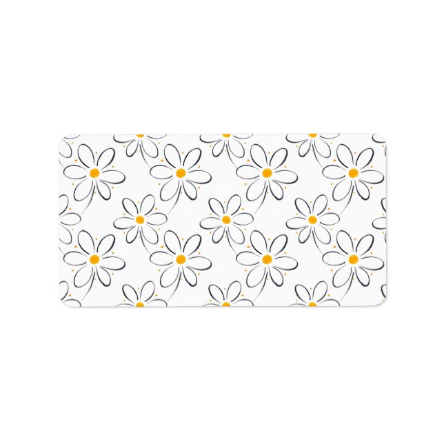 White Daisy Pattern Adressaufkleber (Vorne)
