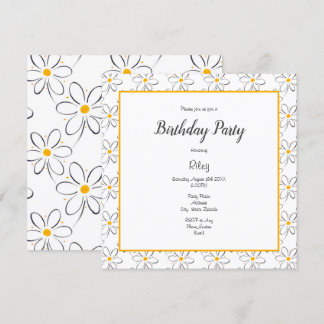 White Daisy Pattern Einladung