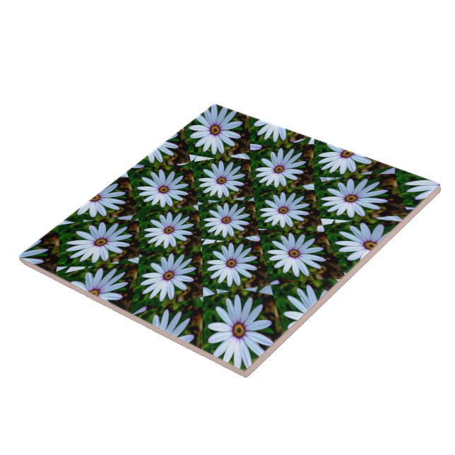 White Daisy Pattern Fliese (Seite)
