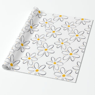 White Daisy Pattern Geschenkpapier