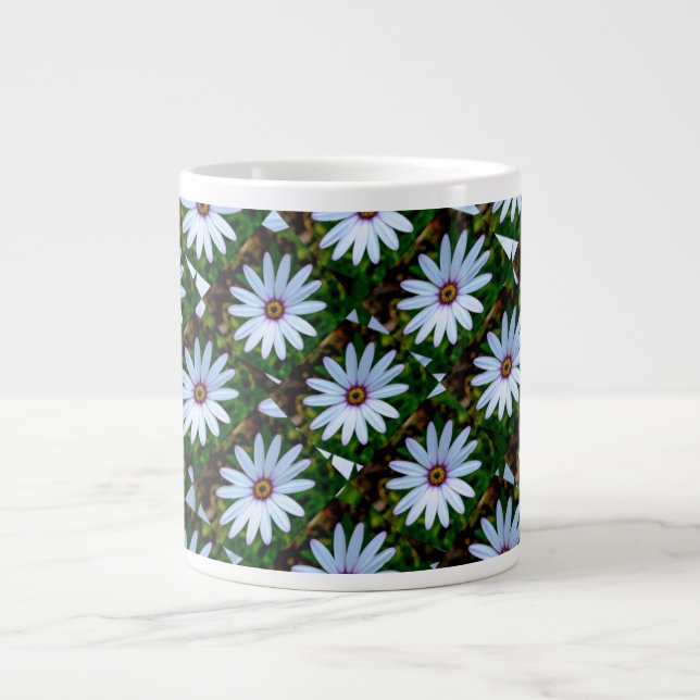 White Daisy Pattern Jumbo-Tasse (Vorderseite)