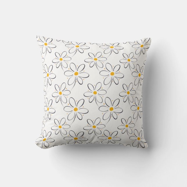White Daisy Pattern Kissen (Vorderseite)