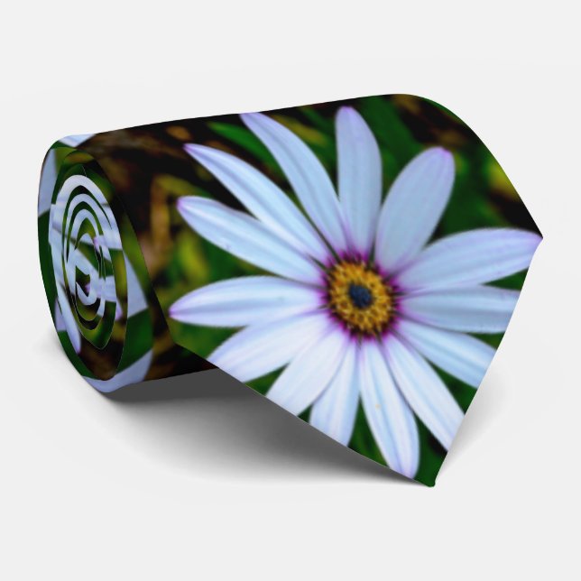 White Daisy Pattern Krawatte (Gerollt)