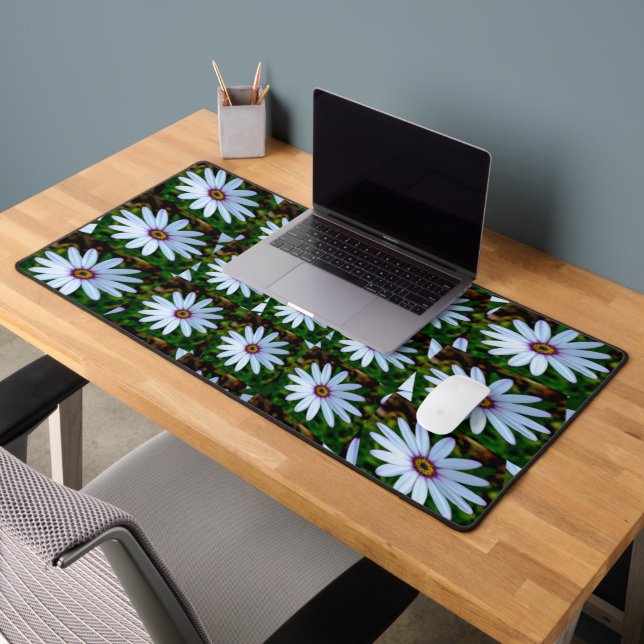White Daisy Pattern Schreibtischunterlage (Büro 2)