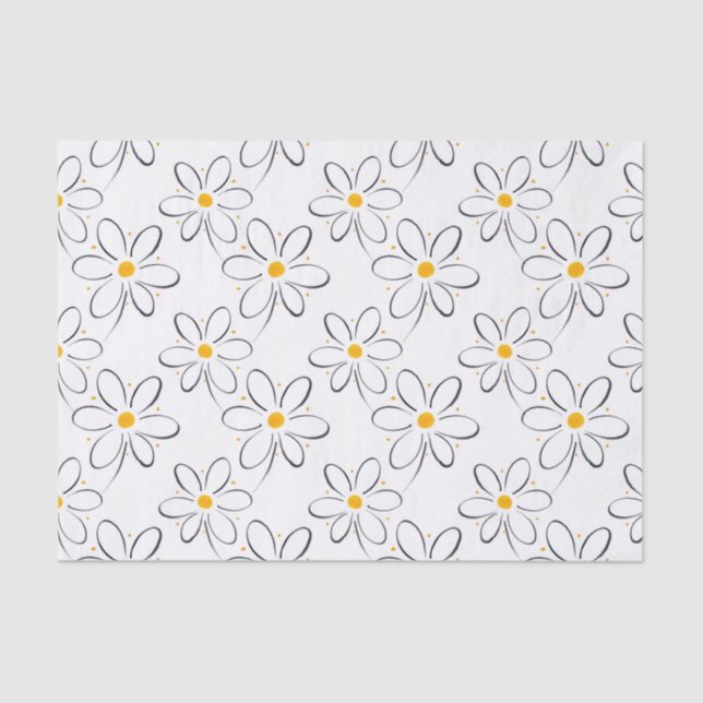 White Daisy Pattern Seidenpapier (Vorderseite)