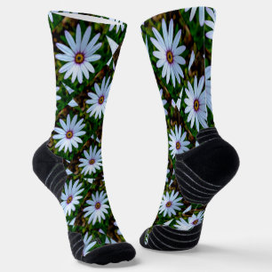 White Daisy Pattern Socken