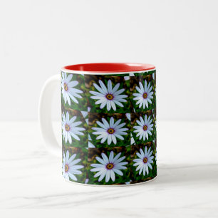 White Daisy Pattern Zweifarbige Tasse