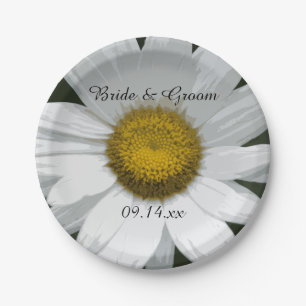 White Daisy Petals Wedding Pappteller
